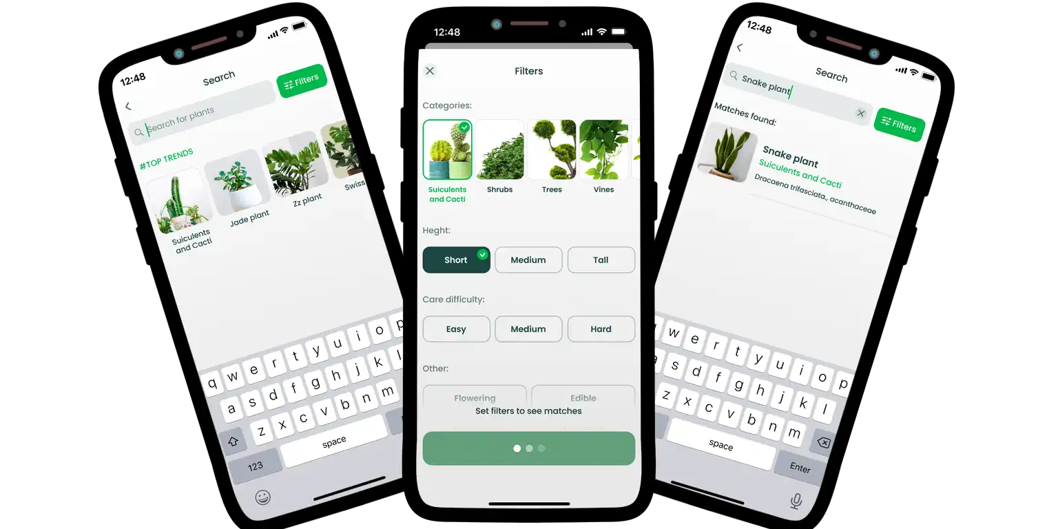 A screenshot from an AI Plant Finder app.